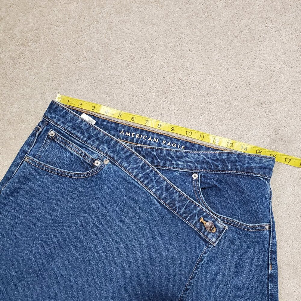 AMERICAN EAGLE AE Stretch Crossover Mid-Rise Mini Skirt Denim Jean Blue Womens 6 - Picture 11 of 13